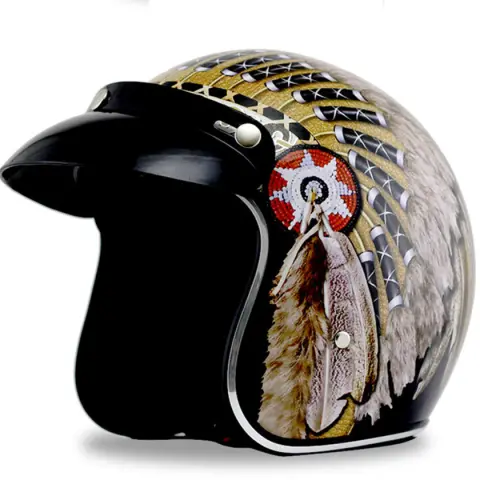 Personality Pattern Half Helmet Retro Battery Electric Car Men