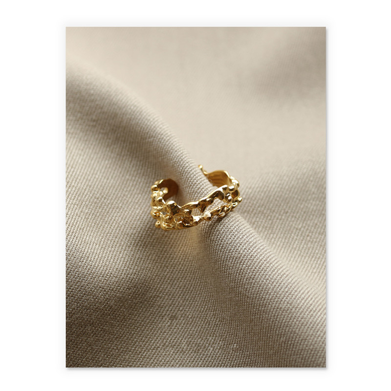 Fashion Personality Retro Design Net Red Irregular Lava Open Ring Women