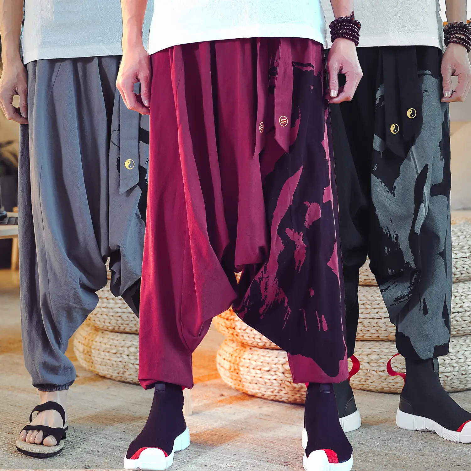 Chinese Style Cotton And Linen Baggy Men's