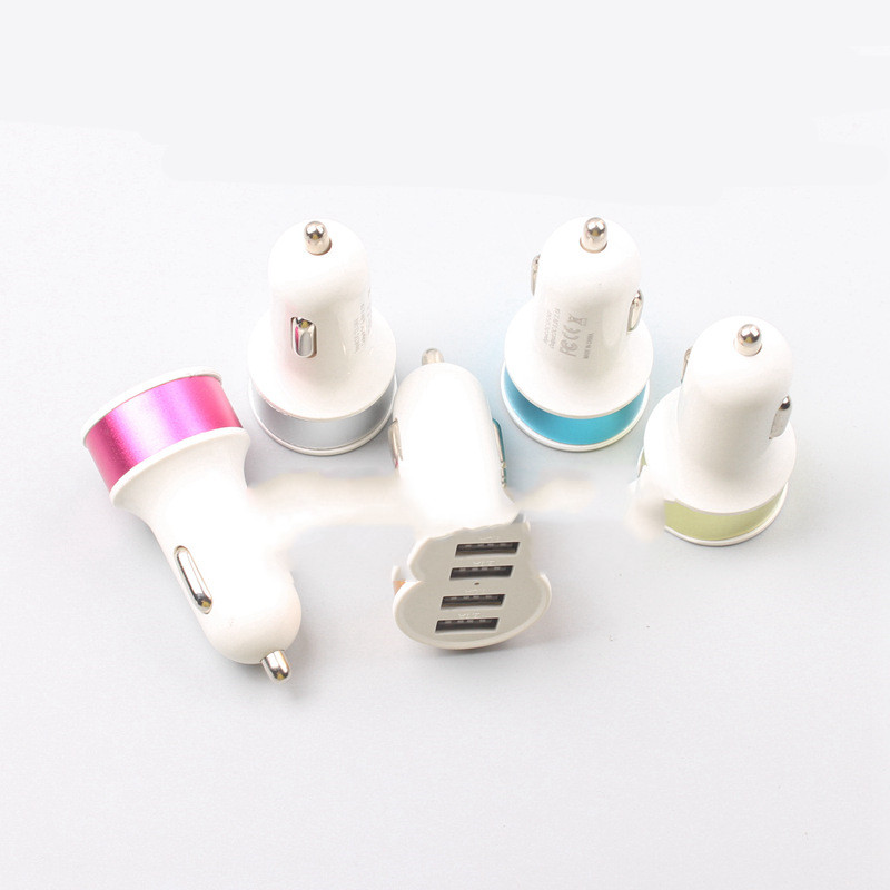Color round metal ring 2A steel ring aluminum alloy car phone charger dual USB nipple car charger