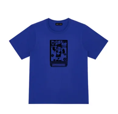 Korean Version Of Japanese Bf Style Men'S And Women'S Tide Brand Two Dimensional Shirt Fried Street Hip Hop Short Sleeves Blue - Shop at LoveMi