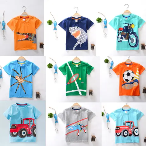 CUHK Boys' Cartoon Printed Children's T-shirt Trendy Short-sleeved