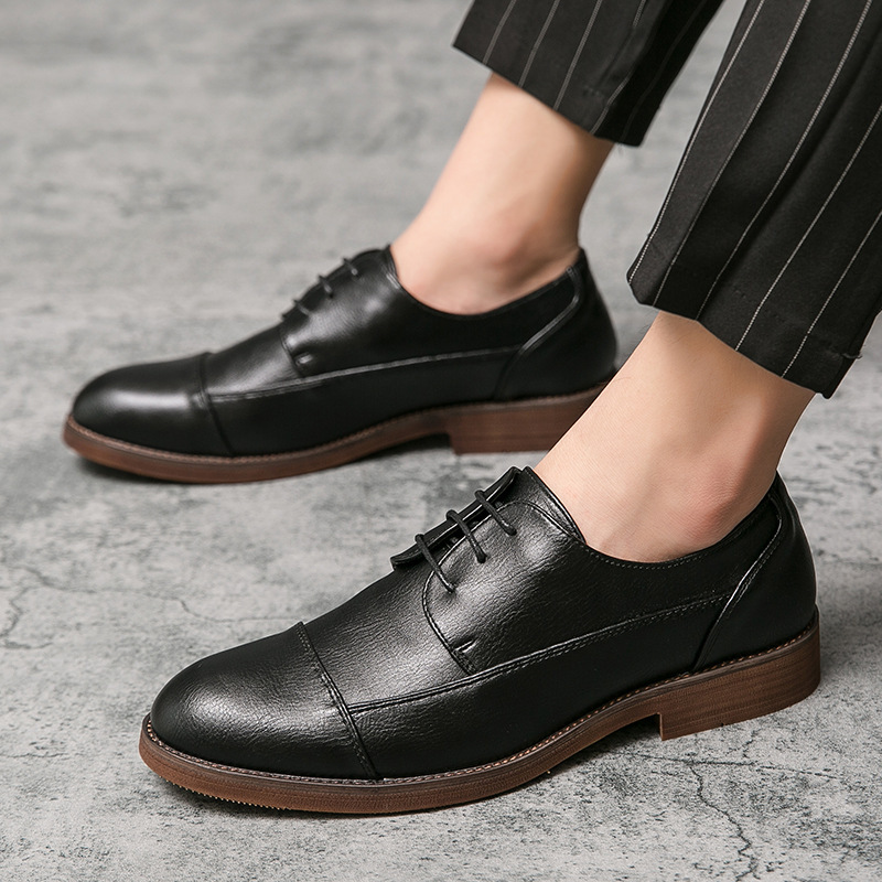 Soft Leather Lace-up Low-top Casual Shoes