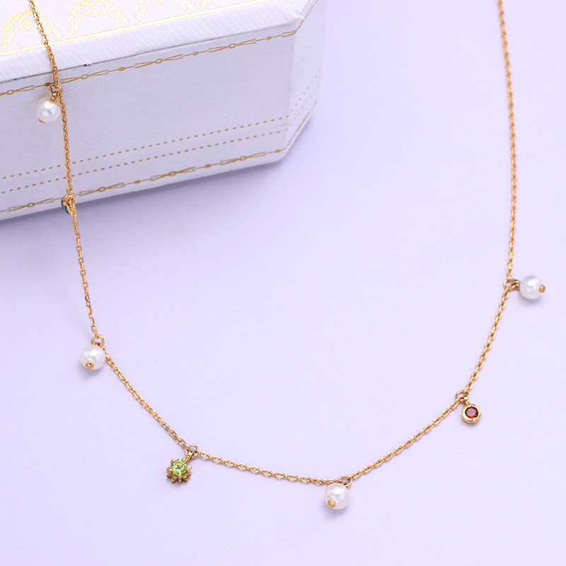 925 Silver Star Tassel Swaying Pearl Clavicle Necklace