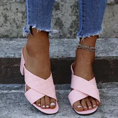 Super High Heel Women's Sandals And Slippers Casual - Pink - View 1