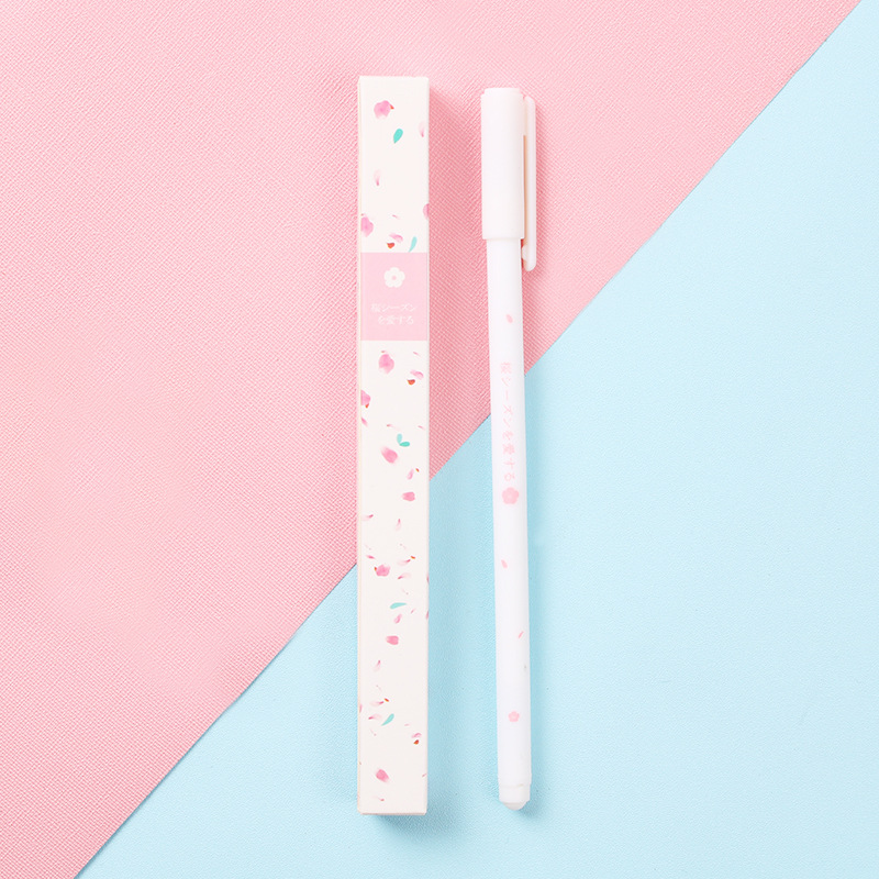 Korea Small Fresh Student StationeryWholesale 0.38mm BeautifulCherry Blossom Gel Pen Gift Set Business Signature Pen