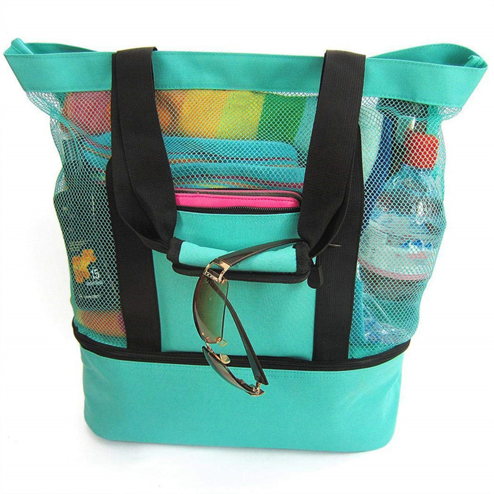 Large Capacity Canvas Single Shoulder Srorage Bag Double Layer Outdoor Travel Picnic Bag Lunch Box   With Zipper