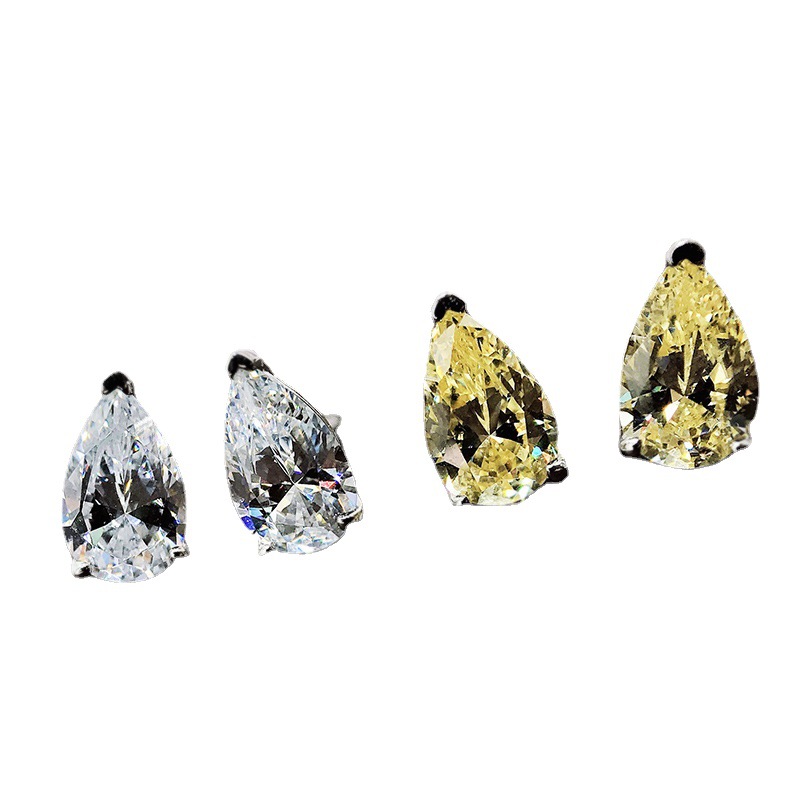 Title 1, Silver High Carbon Diamond Pear-shaped Cut Simu...