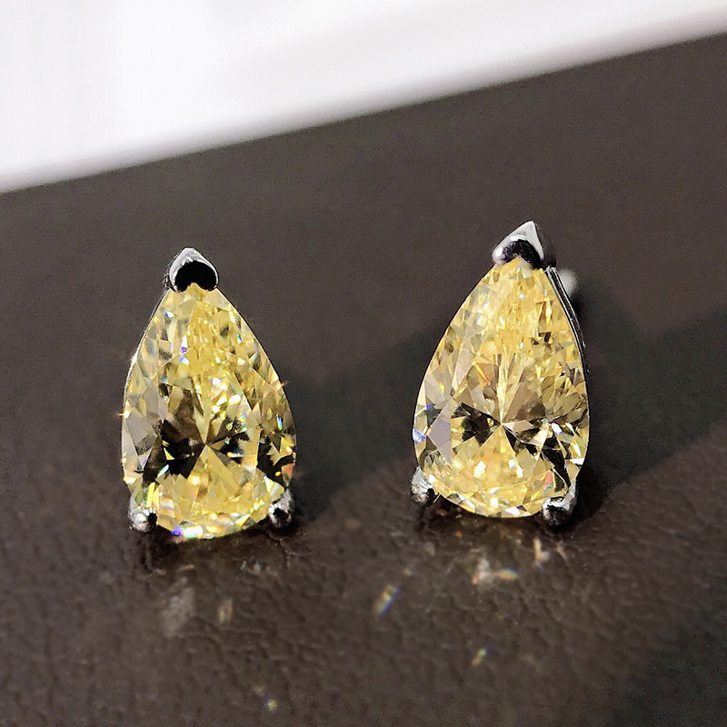 Title 2, Silver High Carbon Diamond Pear-shaped Cut Simu...