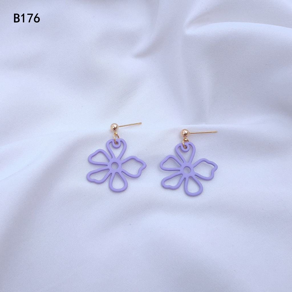 Bright Eyes Silver Needle Purple Ins Sweet Beauty Style Gentle Korean Style Korean Alloy Paint Earrings