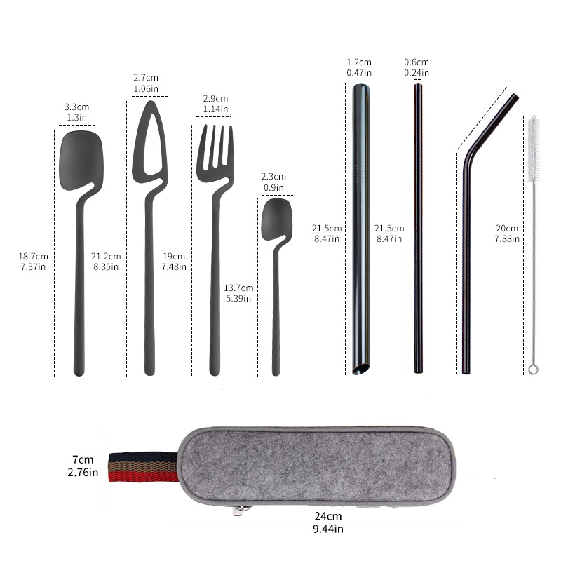 Title 5, Stainless Steel Straw Combination Knife, Fork A...