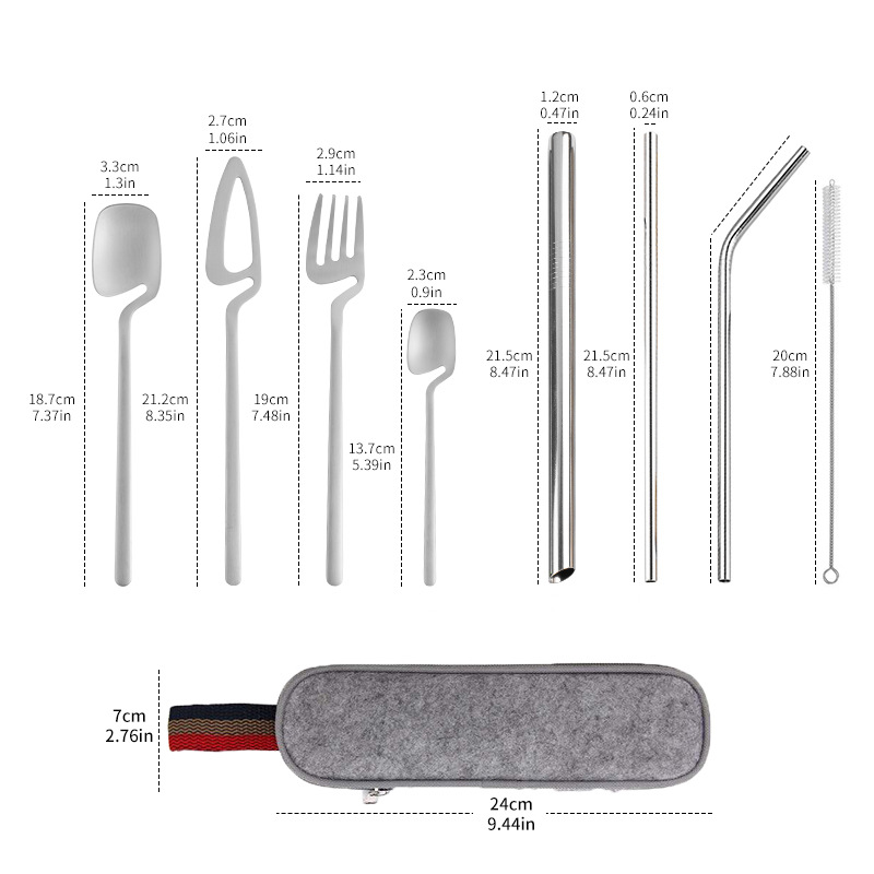 Title 1, Stainless Steel Straw Combination Knife, Fork A...