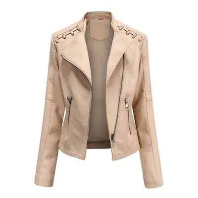 Women's Leather Jackets Women's Short Jackets Slim Thin Leather Jackets Ladies Motorcycle Suits Khaki - Shop at LoveMi