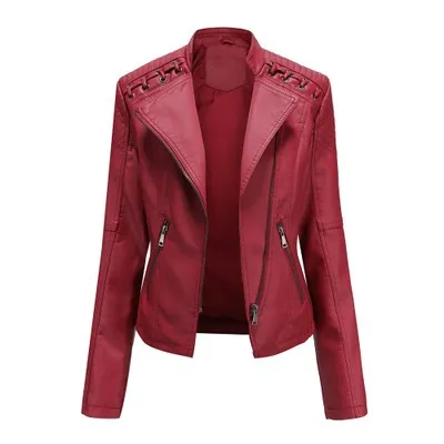 Women's Leather Jackets Women's Short Jackets Slim Thin Leather Jackets Ladies Motorcycle Suits Red - Shop at LoveMi