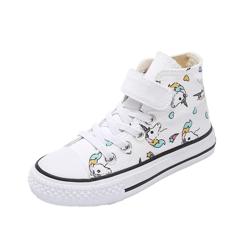 Children's Rainbow High-Top Velcro Cartoon Sneakers