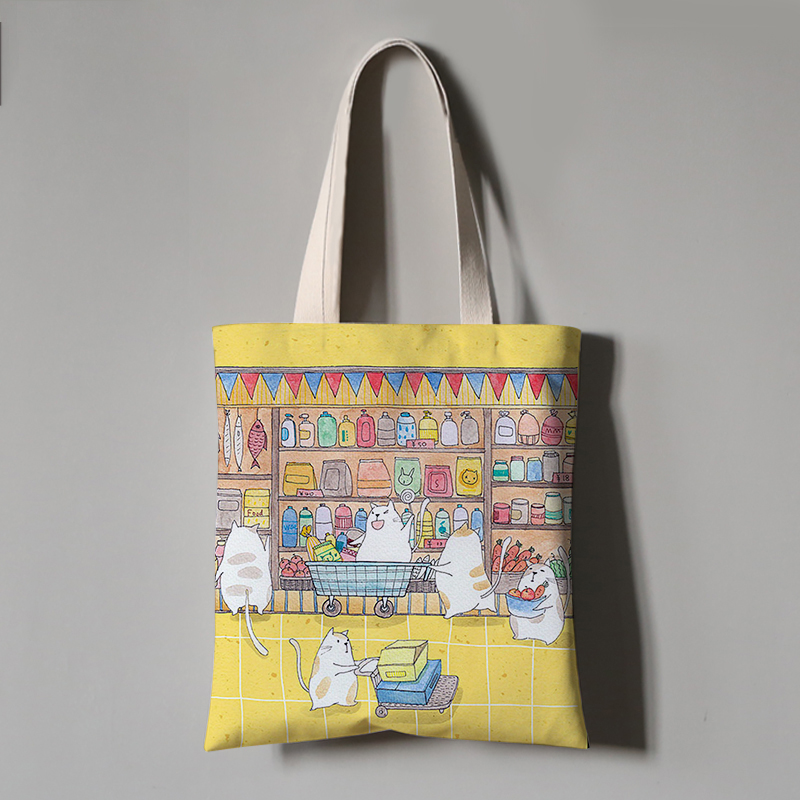 Canvas Bag, Cloth Bag, One Shoulder Portable Environmental Protection Bag 8Style M - Shop at LoveMi