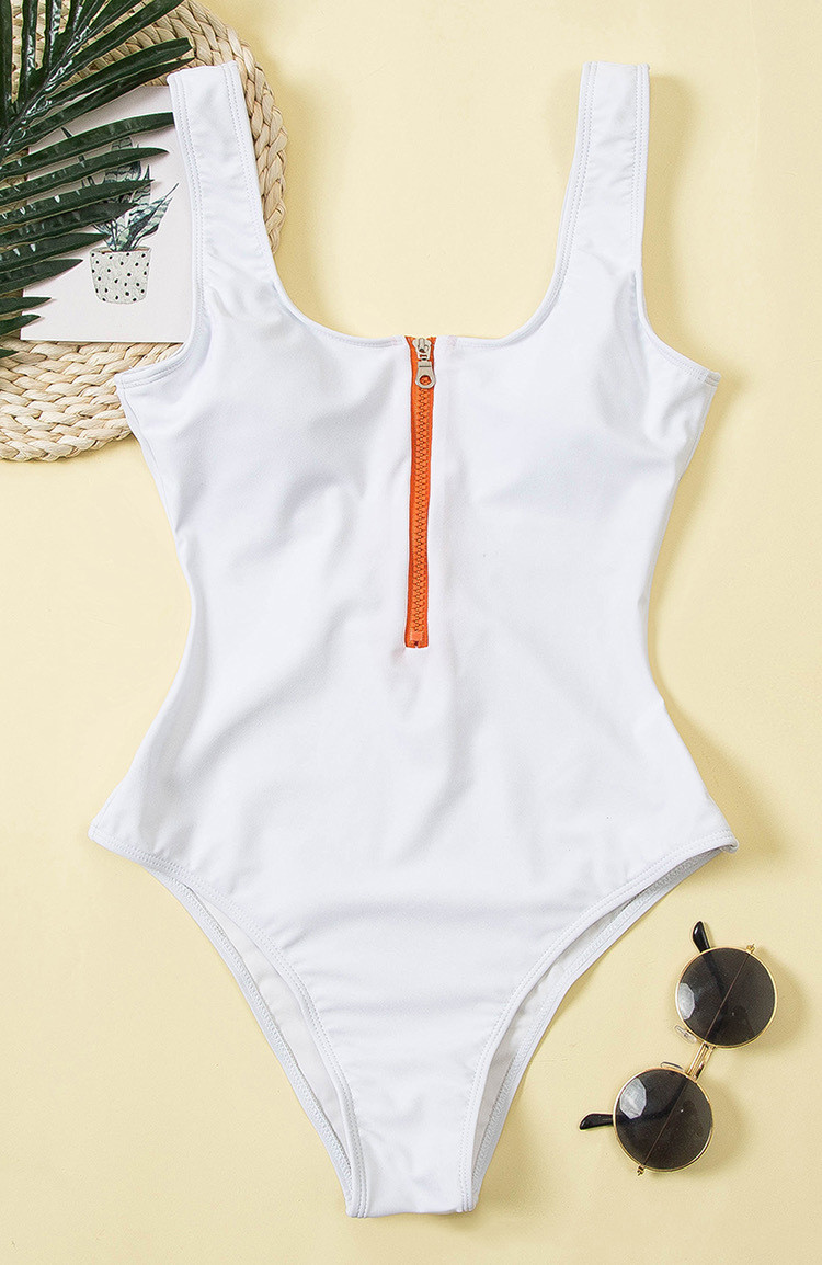 Sexy Swimsuit With Slim Chest Zipper And Leaky Back One-piece