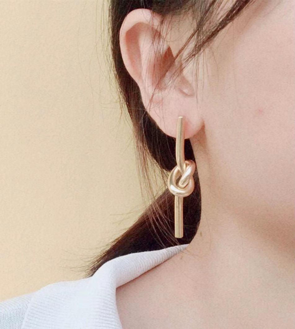 Simple Knotted Long Design Tie Earrings