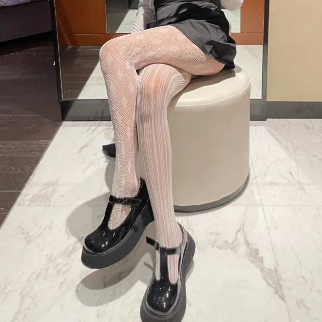 New Design Sense Kuro Brand Wind Ab Lace Mesh Stockings Sweet Cool Dark Lolita White Black Stockings Pantyhose White - Shop at LoveMi