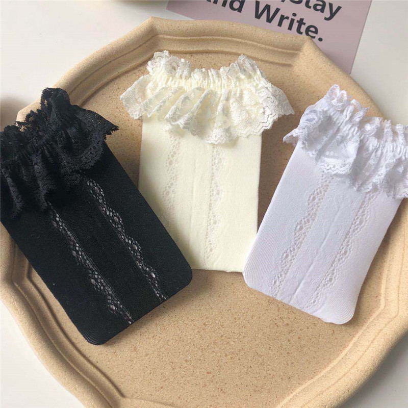 Hollow Lace Pile Pile Socks Stretch Calf Socks