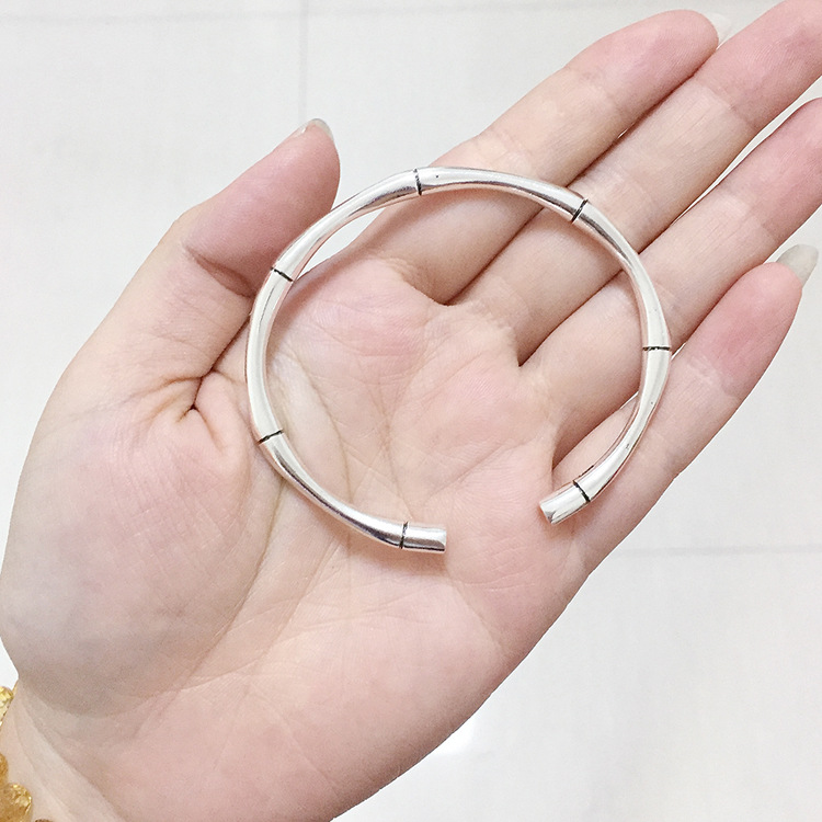 The Same Style Bamboo Silver Bracelet Vintage Open Bracelet