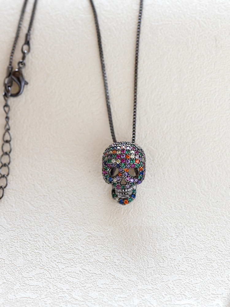 Minority Personality, Colorful Zircon Inlaid Skull Temperament Clavicle Chain