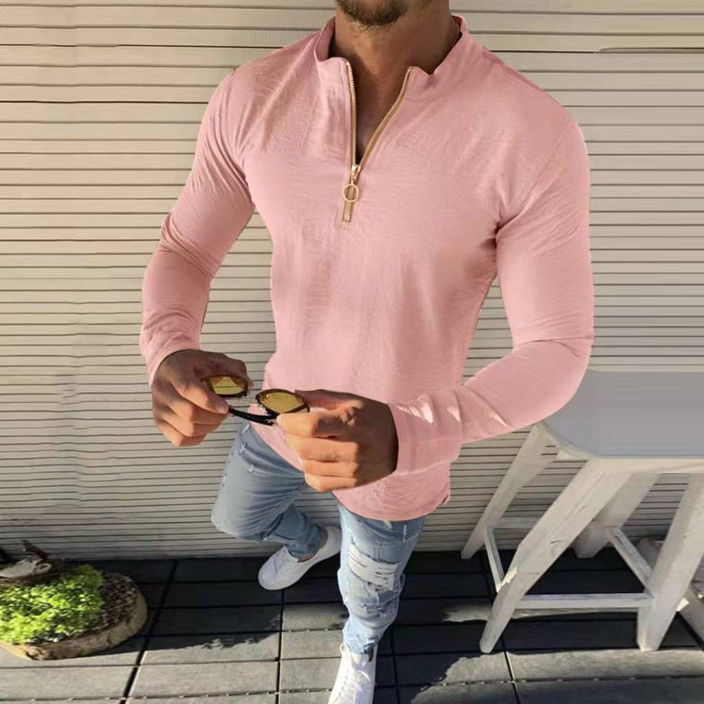 Men's zipper long sleeve T-shirt