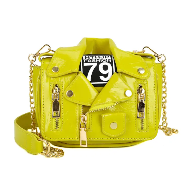 Trendy cool Style motorcycle Bag PU Jacket bag Clothes bag Shoulder Bag Green - Shop at LoveMi