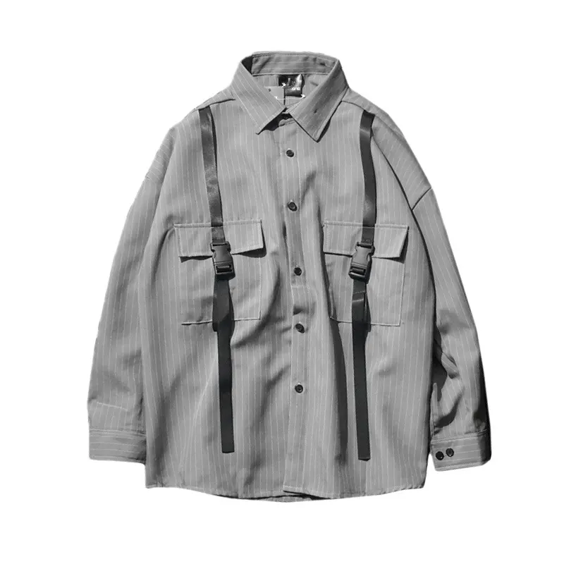 Retro Wild Striped Black Long Sleeved Shirt Loose