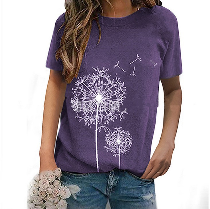 Dandelion printed round neck short sleeve
