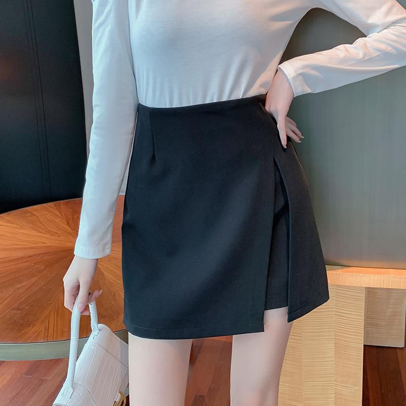 Spring And Summer New Skirt, High Waist, Fashionable And Irregular Skirt, Women''s Black Short Skirt, A-Line Skirt, Split Buttock Skirt
