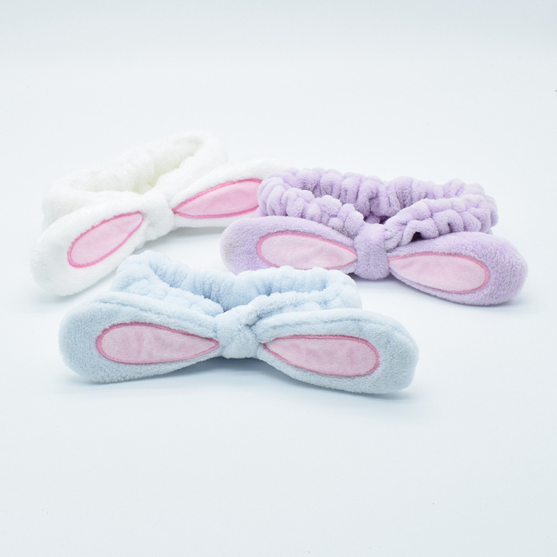 بيع مباشر من المصنع - النسخة الكورية من إكسسوارات الشعر الجديدة - رباط رأس بتصميم آذان أرنب لطيف - مناسب لغسل الوجه والمكياج - رباط رأس مزخرف جديد