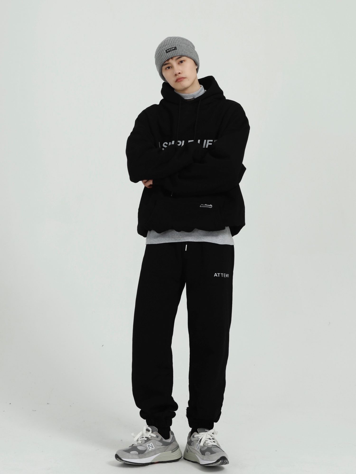 Title 4, Reflecterende letter-pluche hoodie herenlegging