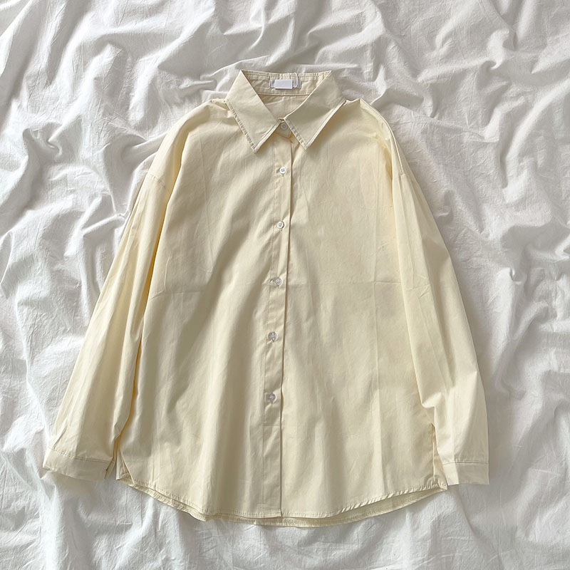 Design Niche White Korean Mid-length Women's Spring And Summer Long-sleeved Shirt