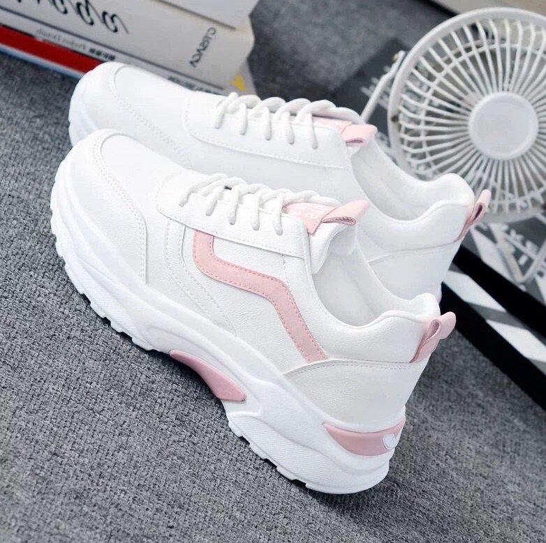 Women's Flat Casual White Shoes Sneakers Pink - Shop at LoveMi