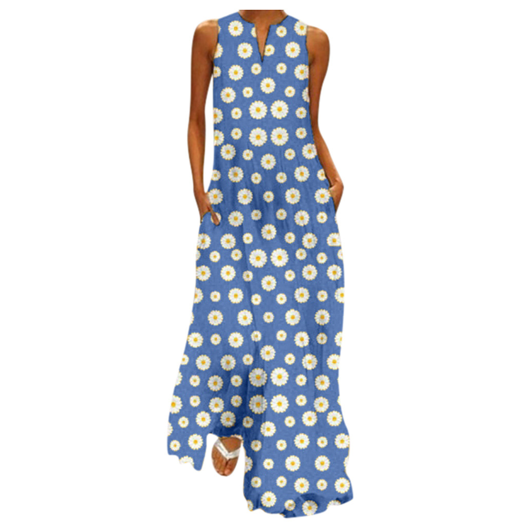 Women's Daisy Sleeveless Dress Long Skirt