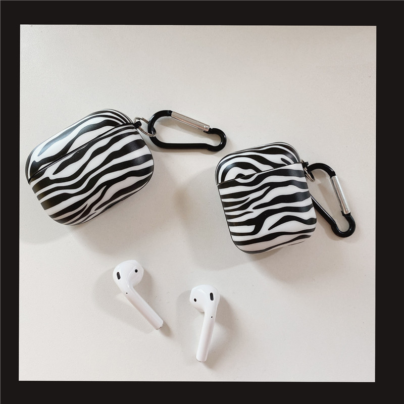 Compatible with Apple, Compatible with Apple , Black And White Striped Earphone Case For Airpods Protective Case - Image 2