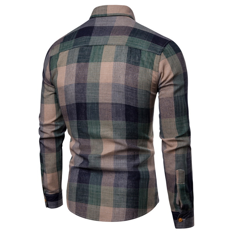 Title 4, Slim Fit Long Sleeved Casual Shirt Plaid Men