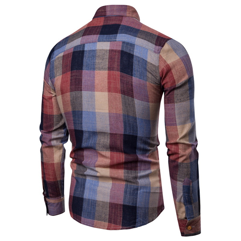 Title 1, Slim Fit Long Sleeved Casual Shirt Plaid Men