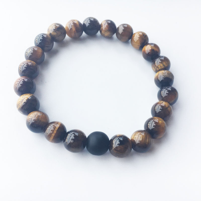 Jewelry Bracelets 8mm Dumb Black Frosted Stone Tiger's Eye Bracelet Men And Women Couple Bracelets