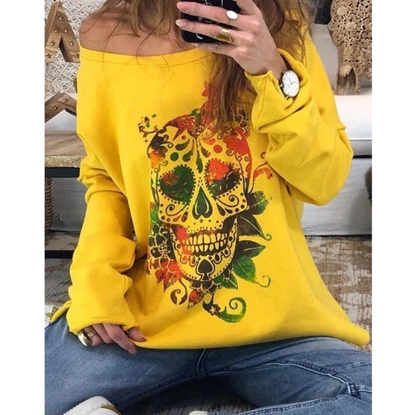 Title 5, Langärmliges Pullover-Sweatshirt mit Totenkopf-...