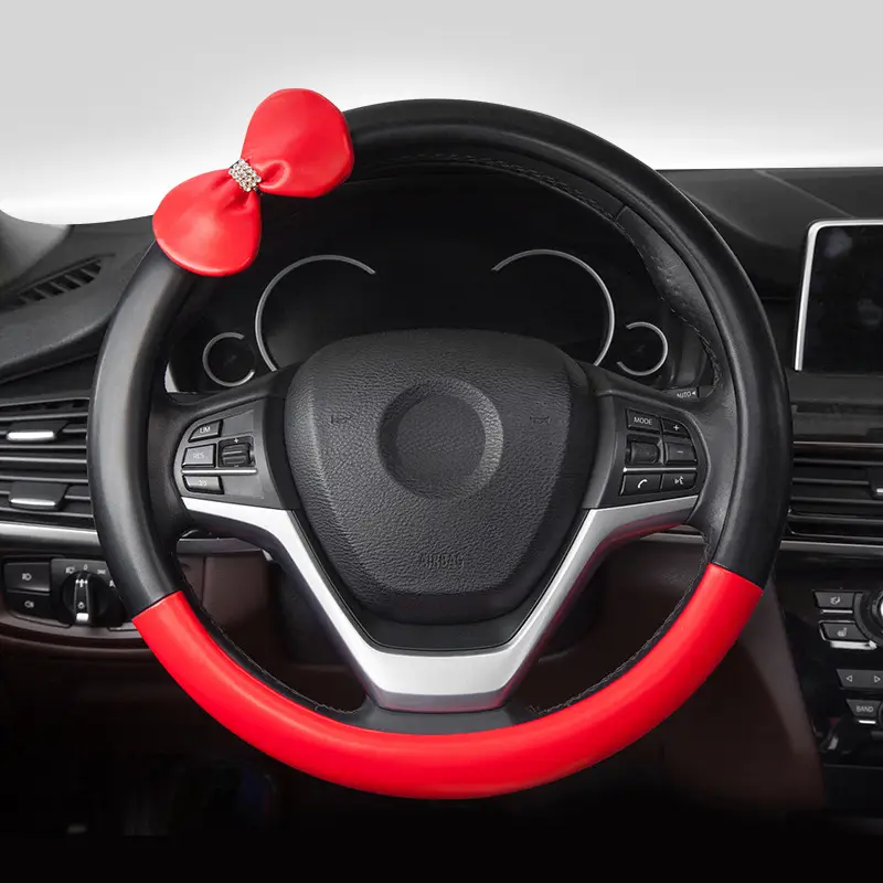 Car Steering Wheel Cover Four Seasons Universal Wear-Resistant Leather Car Grip Cover