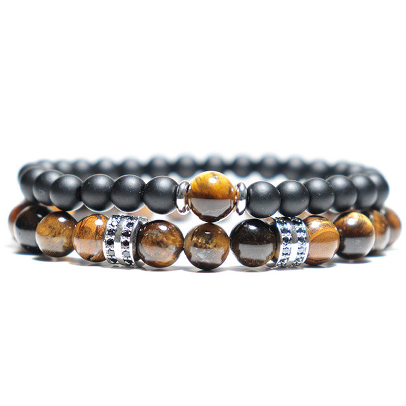 Tiger Eye Beaded Luxury Zirconia Bracelet