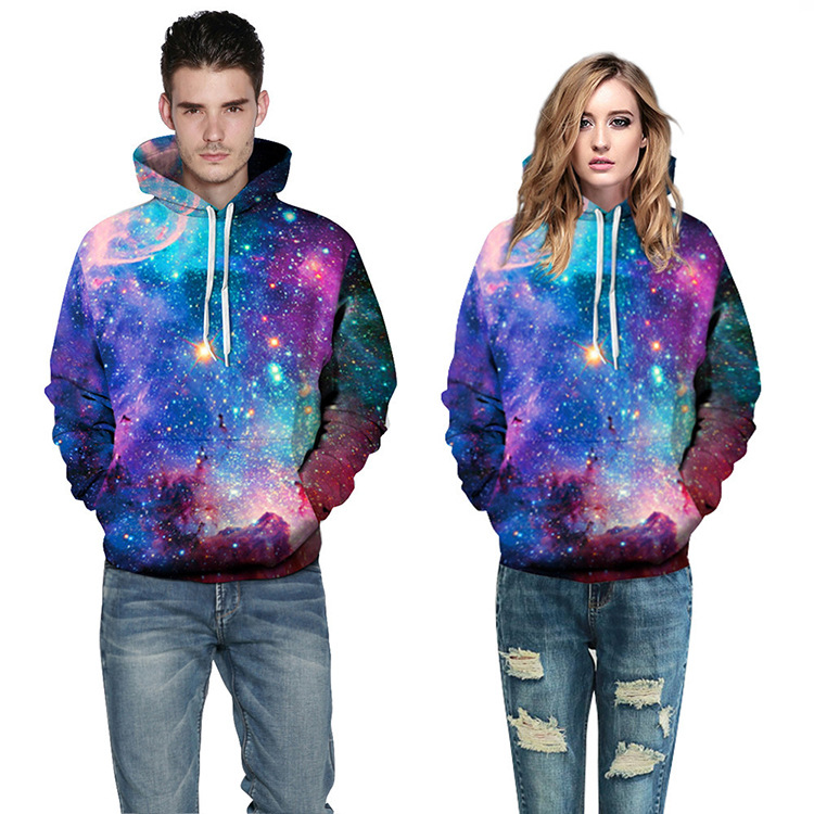 Aliexpress Hot 3D Printing Sweatshirt Men'S Loose Pullover Colorful Starry Hoodie
