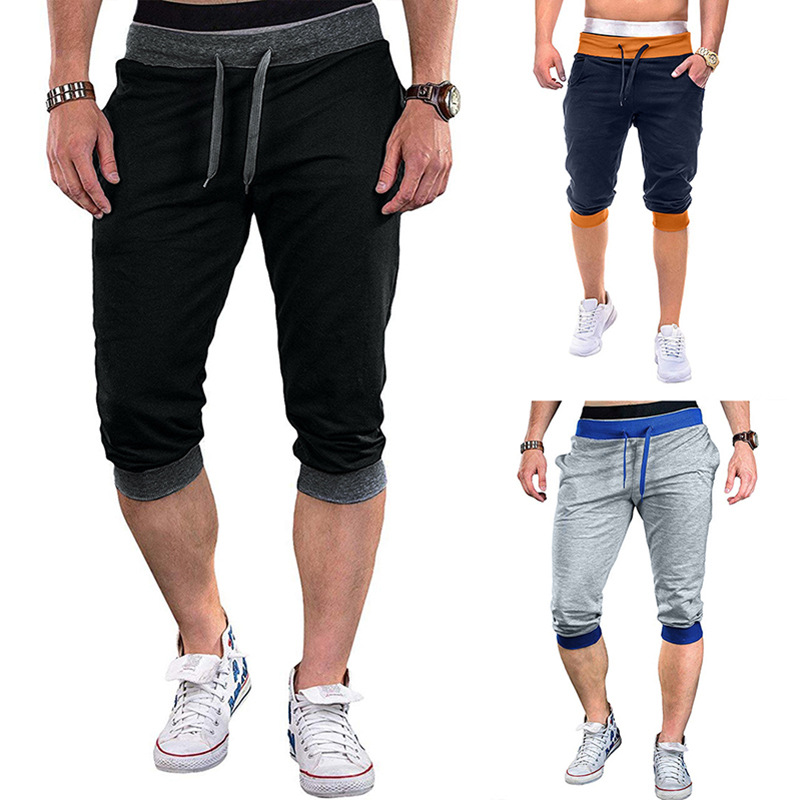 Men's Casual Cropped Trousers With Drawstring Screw