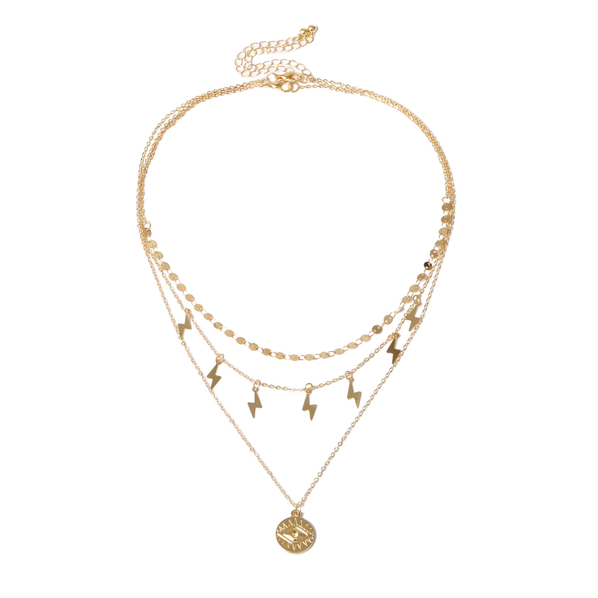 Personalized Lightning Sequin Multilayer Necklace Creative Geometric Gold Sequin Necklace