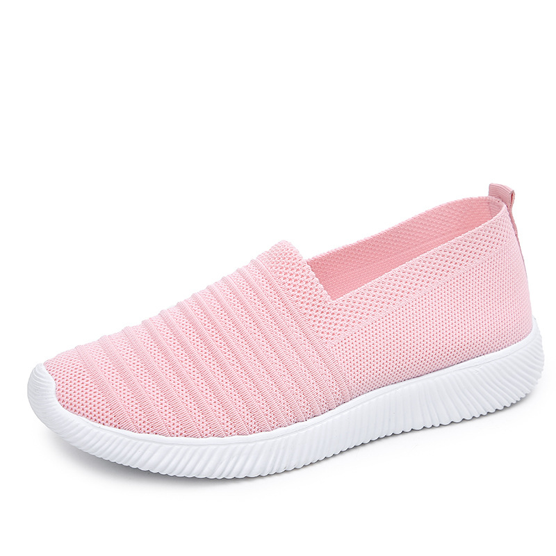 Large Size Flat Shoes Autumn Flying Knit Women's Single Shoes