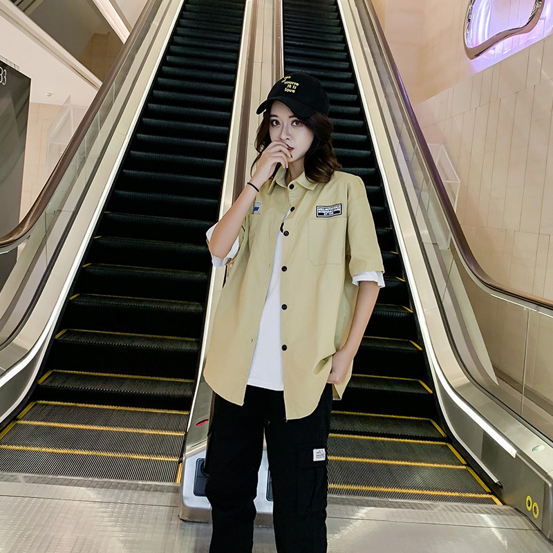 Short Jacket Retro Student Tooling Short-sleeved Shirt Loose Casual Shirt