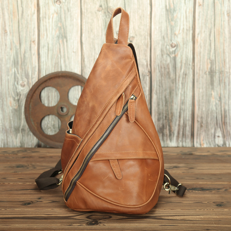LACHIOUR Mens Genuine Leather Chest Bag Men 