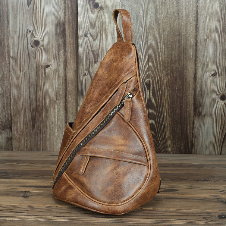LACHIOUR Mens Genuine Leather Chest Bag Men 